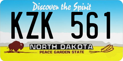 ND license plate KZK561