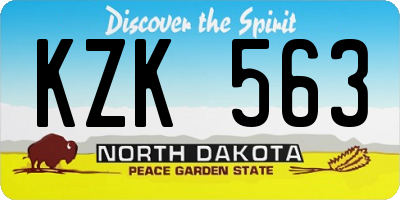 ND license plate KZK563