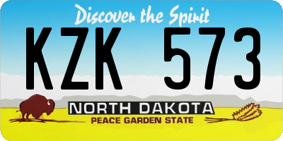 ND license plate KZK573