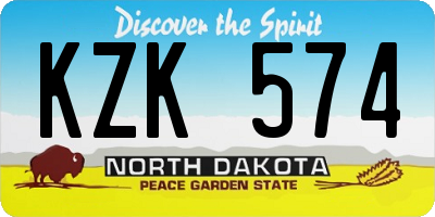 ND license plate KZK574