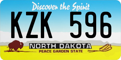 ND license plate KZK596