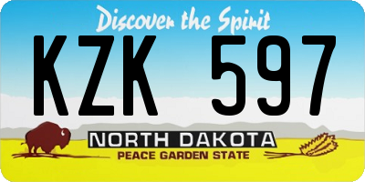 ND license plate KZK597