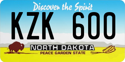 ND license plate KZK600