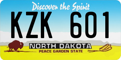 ND license plate KZK601