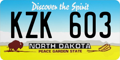 ND license plate KZK603