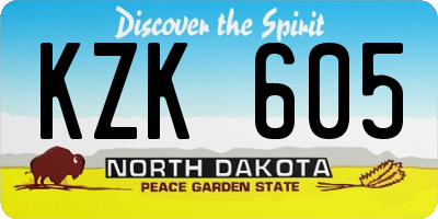 ND license plate KZK605