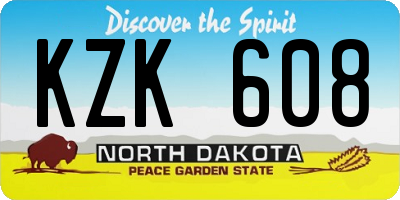 ND license plate KZK608