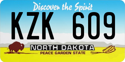 ND license plate KZK609