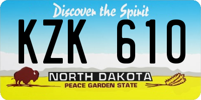ND license plate KZK610