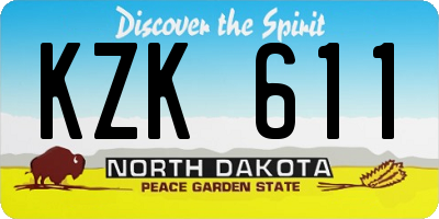 ND license plate KZK611