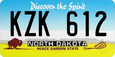 ND license plate KZK612