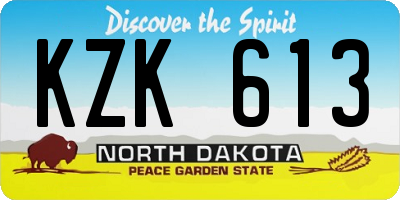 ND license plate KZK613