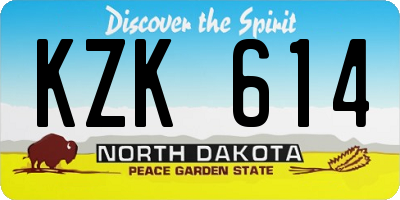 ND license plate KZK614
