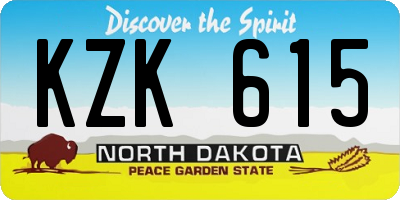 ND license plate KZK615