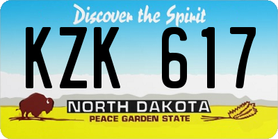 ND license plate KZK617