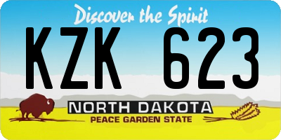 ND license plate KZK623