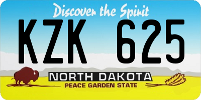 ND license plate KZK625
