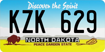 ND license plate KZK629