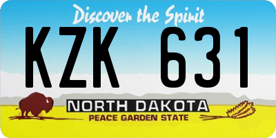 ND license plate KZK631