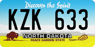 ND license plate KZK633