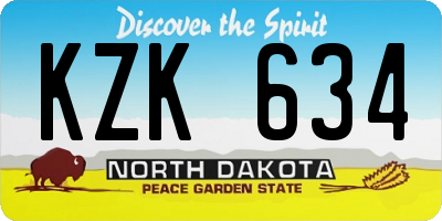 ND license plate KZK634