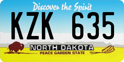 ND license plate KZK635