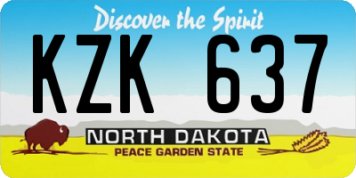 ND license plate KZK637