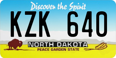ND license plate KZK640