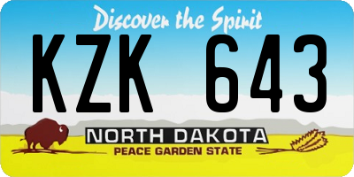 ND license plate KZK643