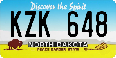 ND license plate KZK648