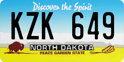 ND license plate KZK649