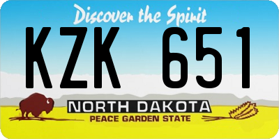 ND license plate KZK651
