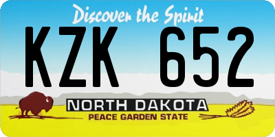 ND license plate KZK652