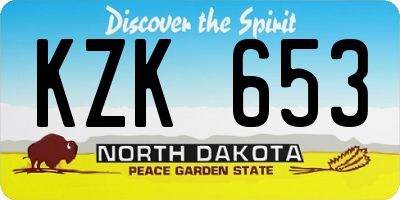 ND license plate KZK653
