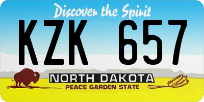 ND license plate KZK657