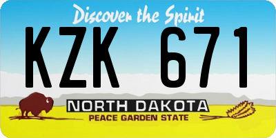 ND license plate KZK671