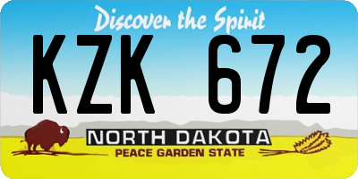 ND license plate KZK672