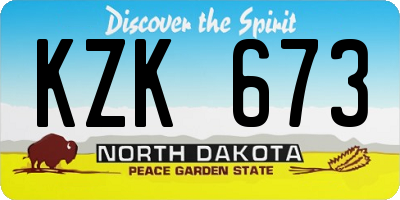 ND license plate KZK673