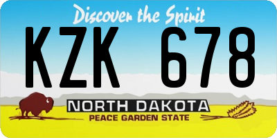 ND license plate KZK678
