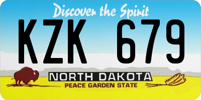 ND license plate KZK679