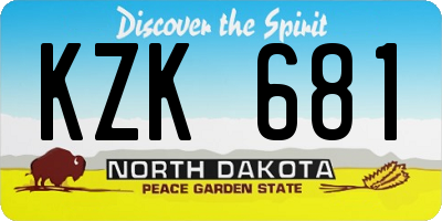 ND license plate KZK681