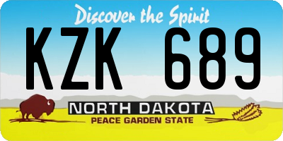 ND license plate KZK689