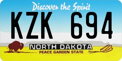 ND license plate KZK694