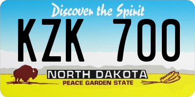 ND license plate KZK700