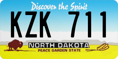 ND license plate KZK711