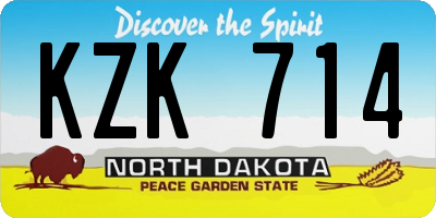 ND license plate KZK714