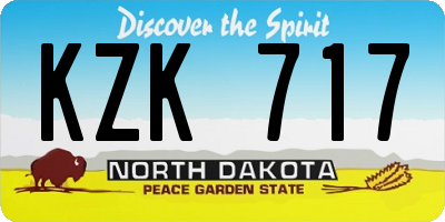 ND license plate KZK717