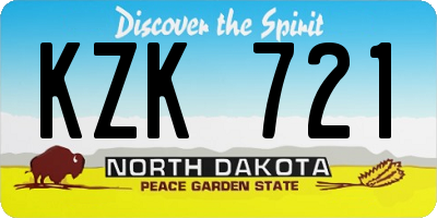 ND license plate KZK721