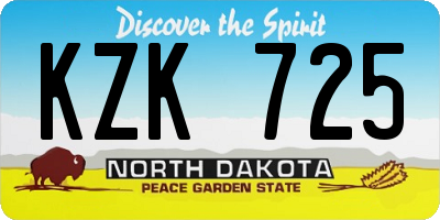 ND license plate KZK725