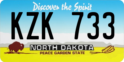 ND license plate KZK733